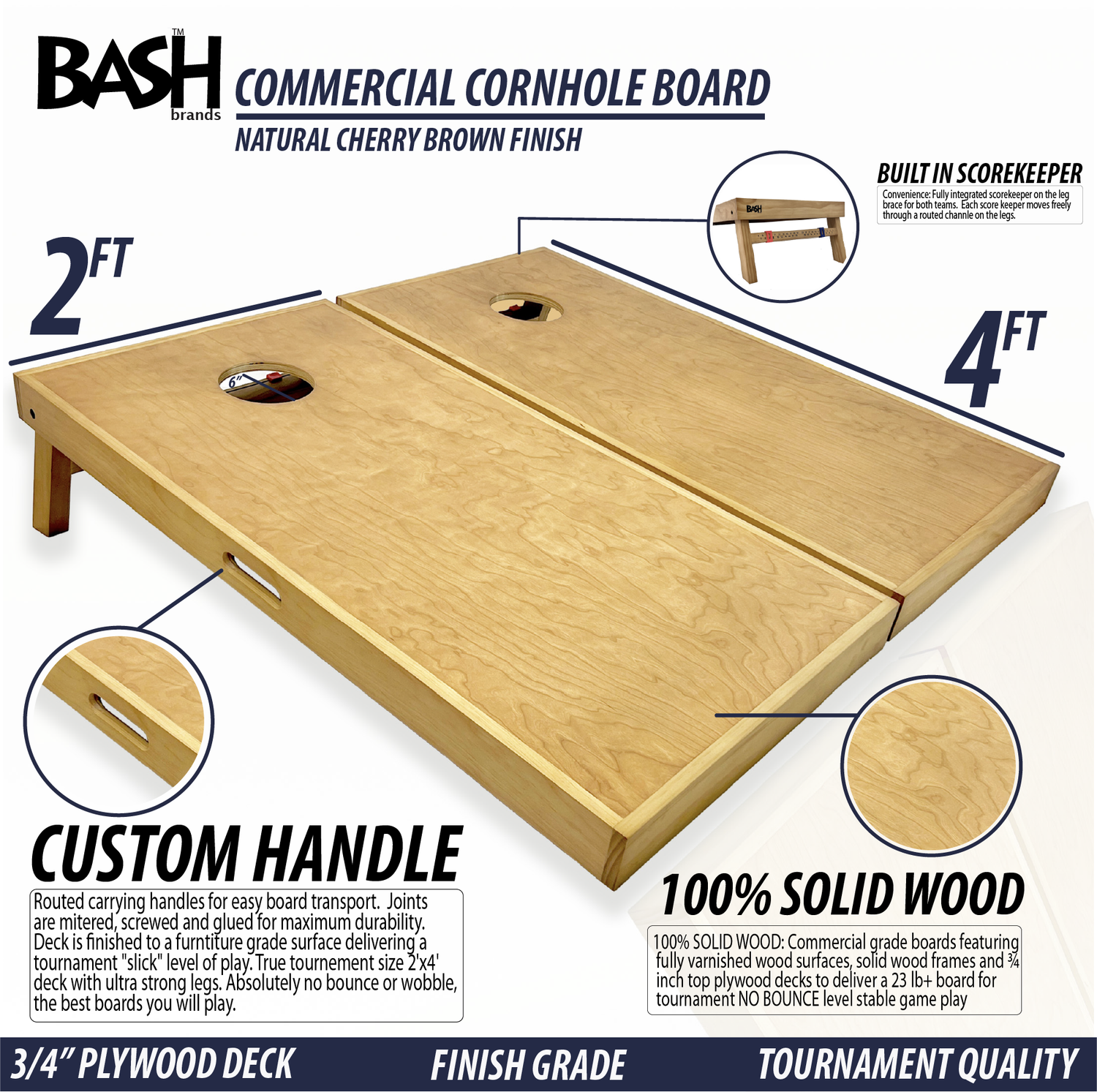 Pro Cornhole Board – Commercial Grade, Solid Wood, Regulation Size